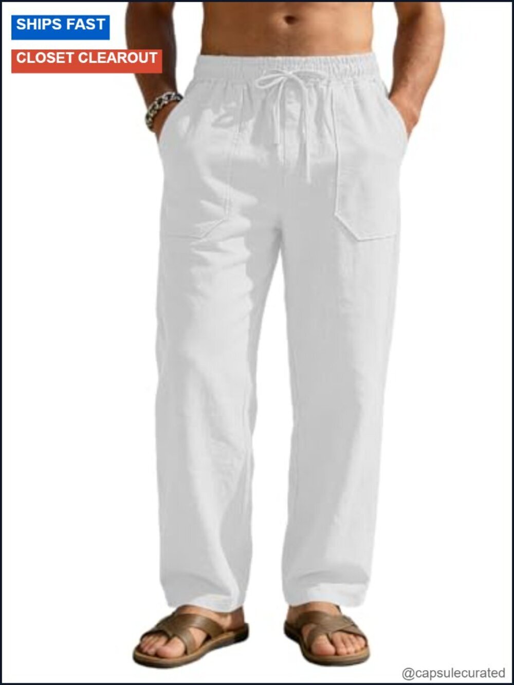 Cotton Linen Pants Loose Fit Drawstring Casual Summer Beach Yoga Trousers